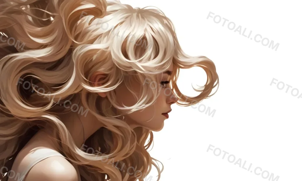 Curly White Hair Strands Light Reflections White Background 9 A8dd