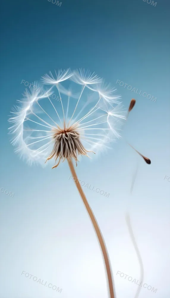 Dandelion Seed With White Filaments Attached To A Small Brown Seed Light Blue Background Soft Lighting Macro Photography Delicate And Airy Composition 1 79ad