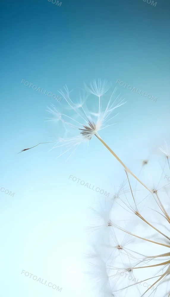 Dandelion Seed With White Filaments Attached To A Small Brown Seed Light Blue Background Soft Lighting Macro Photography Delicate And Airy Composition 12 E267