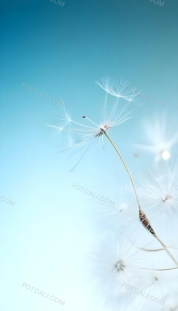 Dandelion Seed With White Filaments Attached To A Small Brown Seed Light Blue Background Soft Lighting Macro Photography Delicate And Airy Composition 2 Cc9f