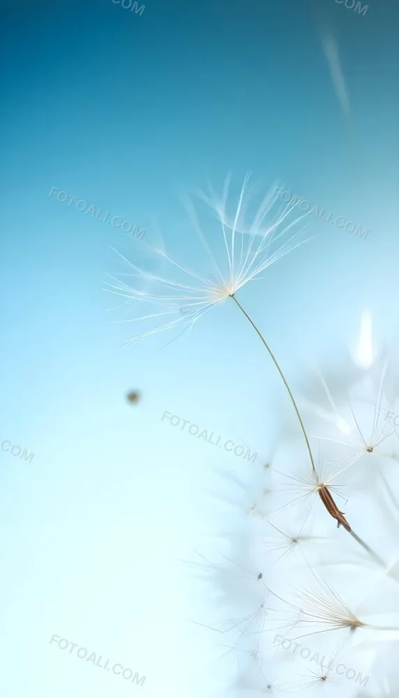 Dandelion Seed With White Filaments Attached To A Small Brown Seed Light Blue Background Soft Lighting Macro Photography Delicate And Airy Composition 20 7e93