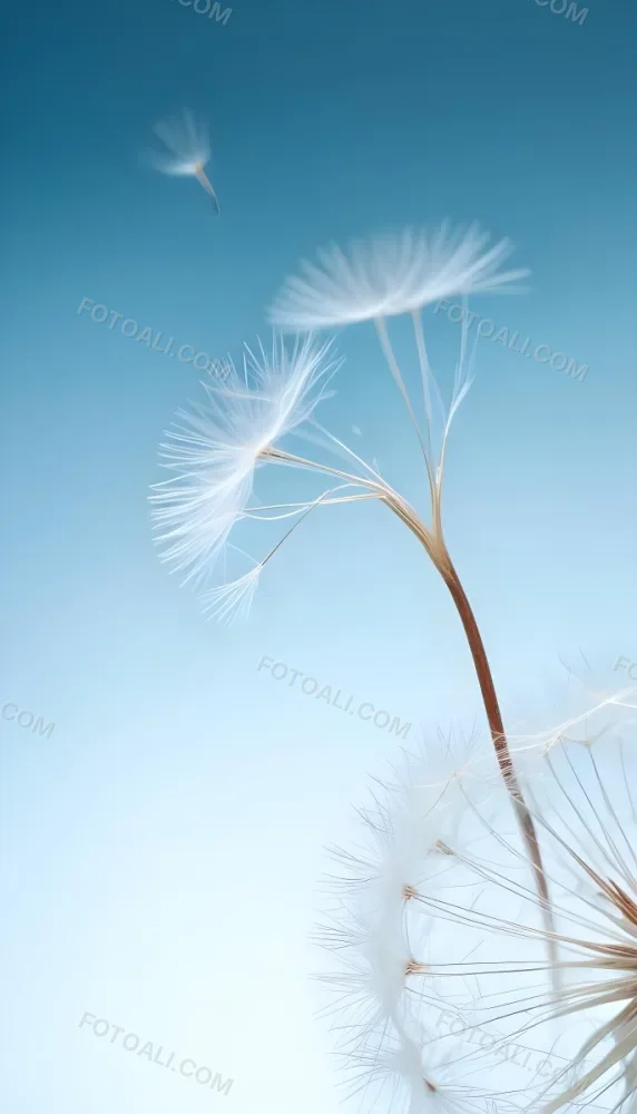 Dandelion Seed With White Filaments Attached To A Small Brown Seed Light Blue Background Soft Lighting Macro Photography Delicate And Airy Composition 21 4443