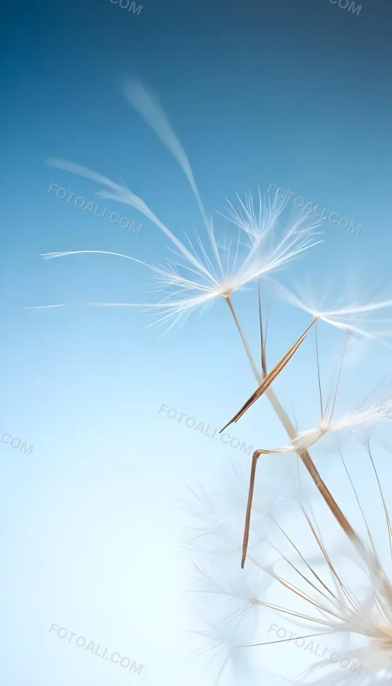 Dandelion Seed With White Filaments Attached To A Small Brown Seed Light Blue Background Soft Lighting Macro Photography Delicate And Airy Composition 3 A0bd