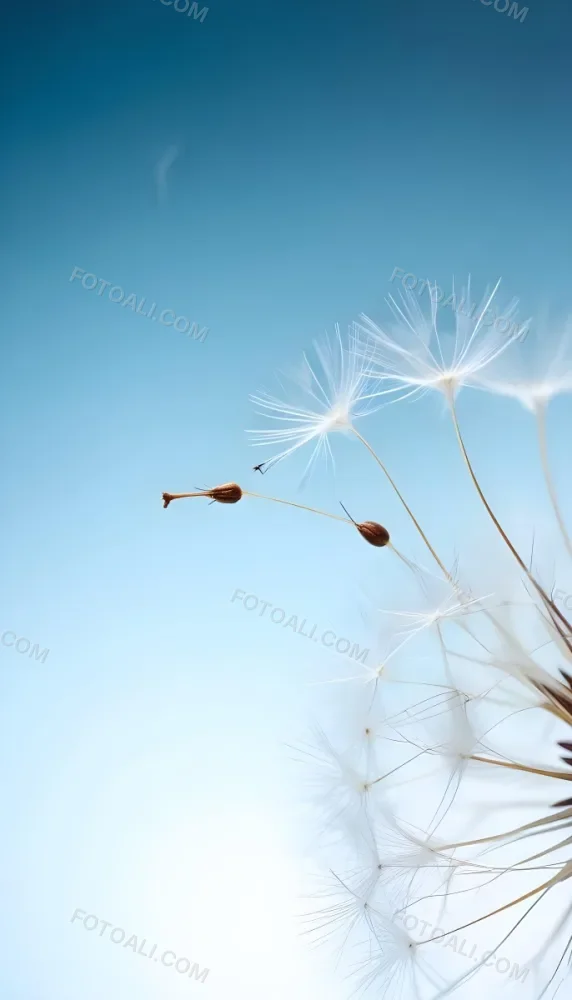 Dandelion Seed With White Filaments Attached To A Small Brown Seed Light Blue Background Soft Lighting Macro Photography Delicate And Airy Composition 9 91c2
