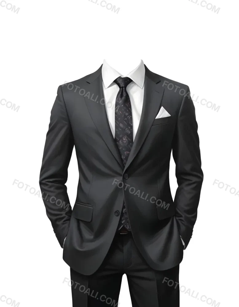 Digital Painting A Black Suit With A White Dress Shirt And A Patterned Tie Hands In Pockets With No Visible Head The Background Is Plain White Bold And Slim Lines Brush Strokes 21 50d1