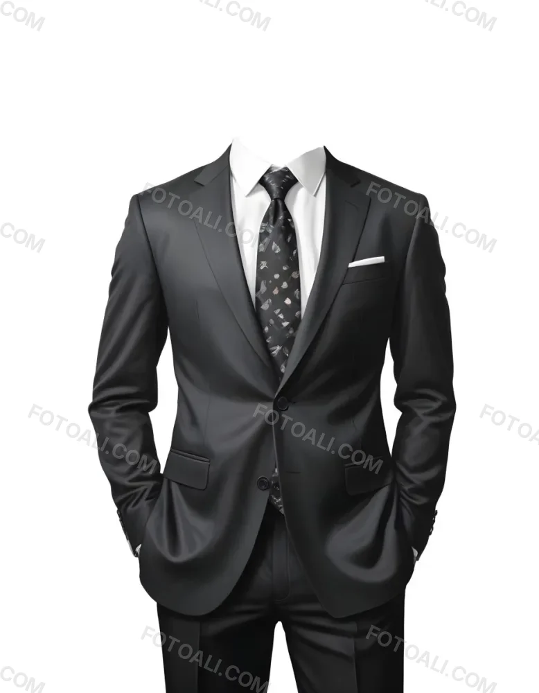 Digital Painting A Black Suit With A White Dress Shirt And A Patterned Tie Hands In Pockets With No Visible Head The Background Is Plain White Bold And Slim Lines Brush Strokes 3 8a7f