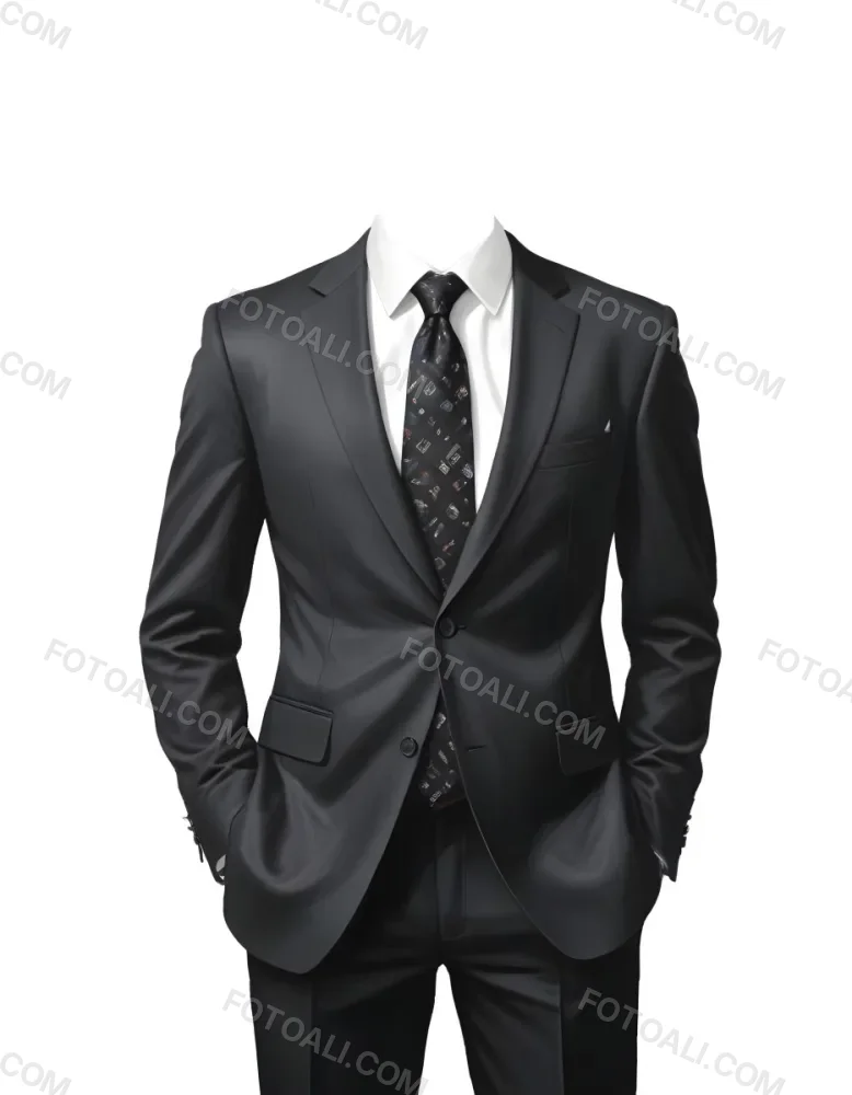 Digital Painting A Black Suit With A White Dress Shirt And A Patterned Tie Hands In Pockets With No Visible Head The Background Is Plain White Bold And Slim Lines Brush Strokes 7 A81b