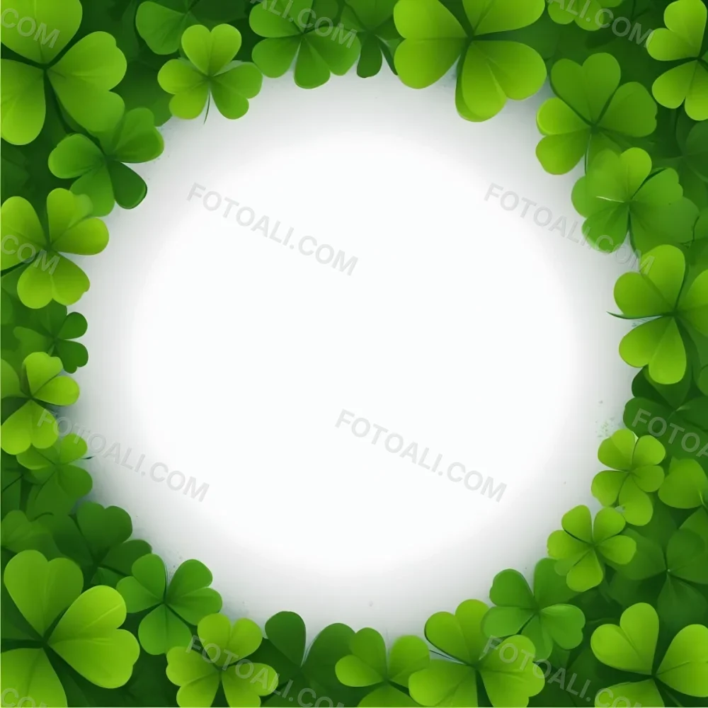 Digital Painting A Circle Of Green Clovers With A Green Circle In The Center The Background Is Green Perfect For St Patrick S Day Bold And Slim Lines Brush Strokes 22 90a6