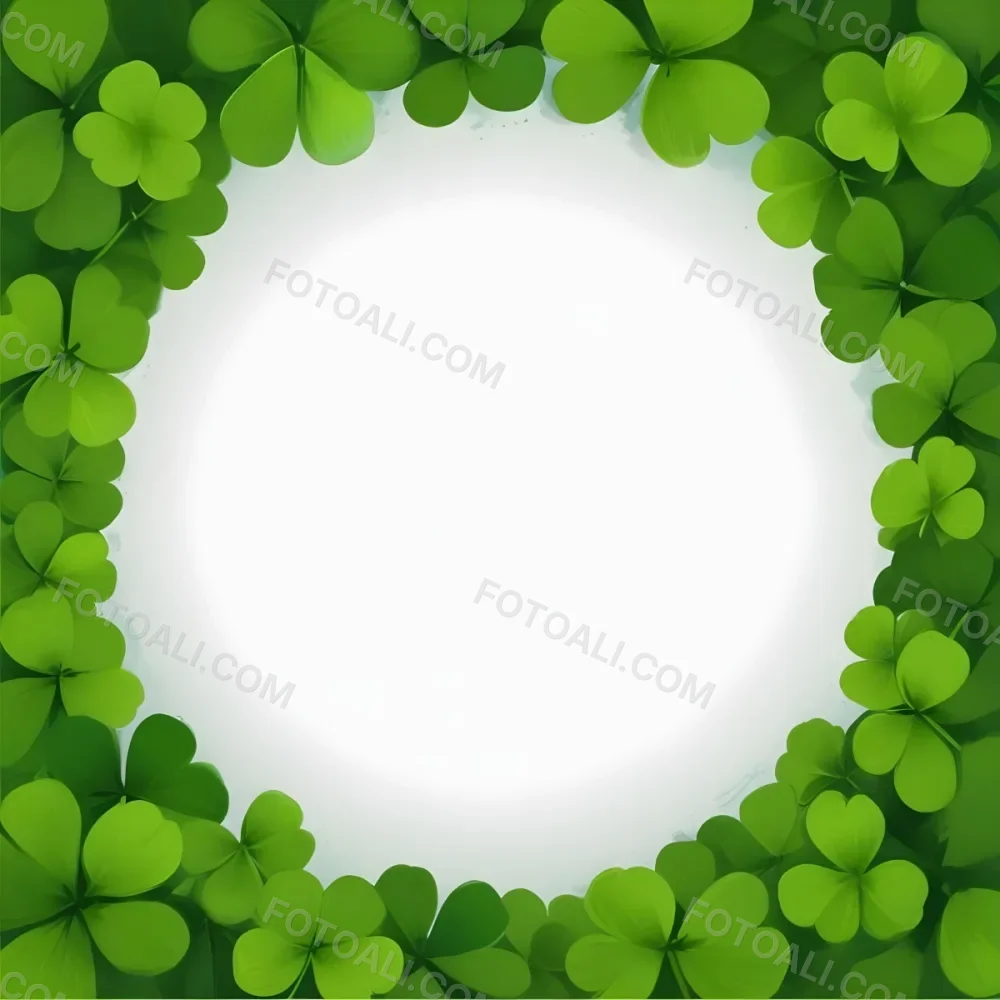 Digital Painting A Circle Of Green Clovers With A Green Circle In The Center The Background Is Green Perfect For St Patrick S Day Bold And Slim Lines Brush Strokes 24 Fdc5
