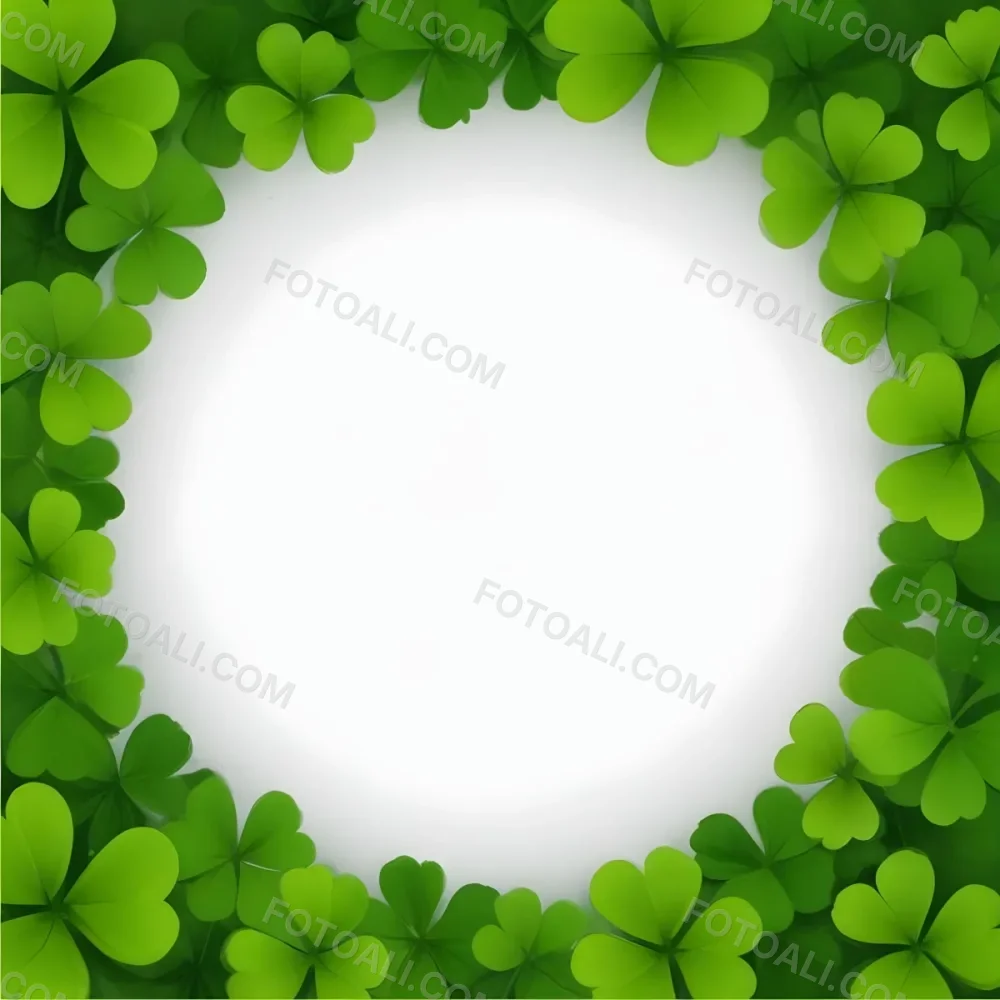 Digital Painting A Circle Of Green Clovers With A Green Circle In The Center The Background Is Green Perfect For St Patrick S Day Bold And Slim Lines Brush Strokes 26 Bf6c