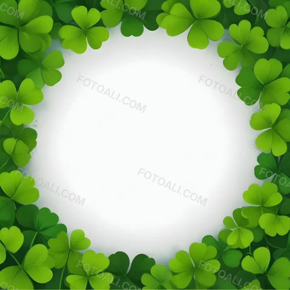 Digital Painting A Circle Of Green Clovers With A Green Circle In The Center The Background Is Green Perfect For St Patrick S Day Bold And Slim Lines Brush Strokes 28 10f1