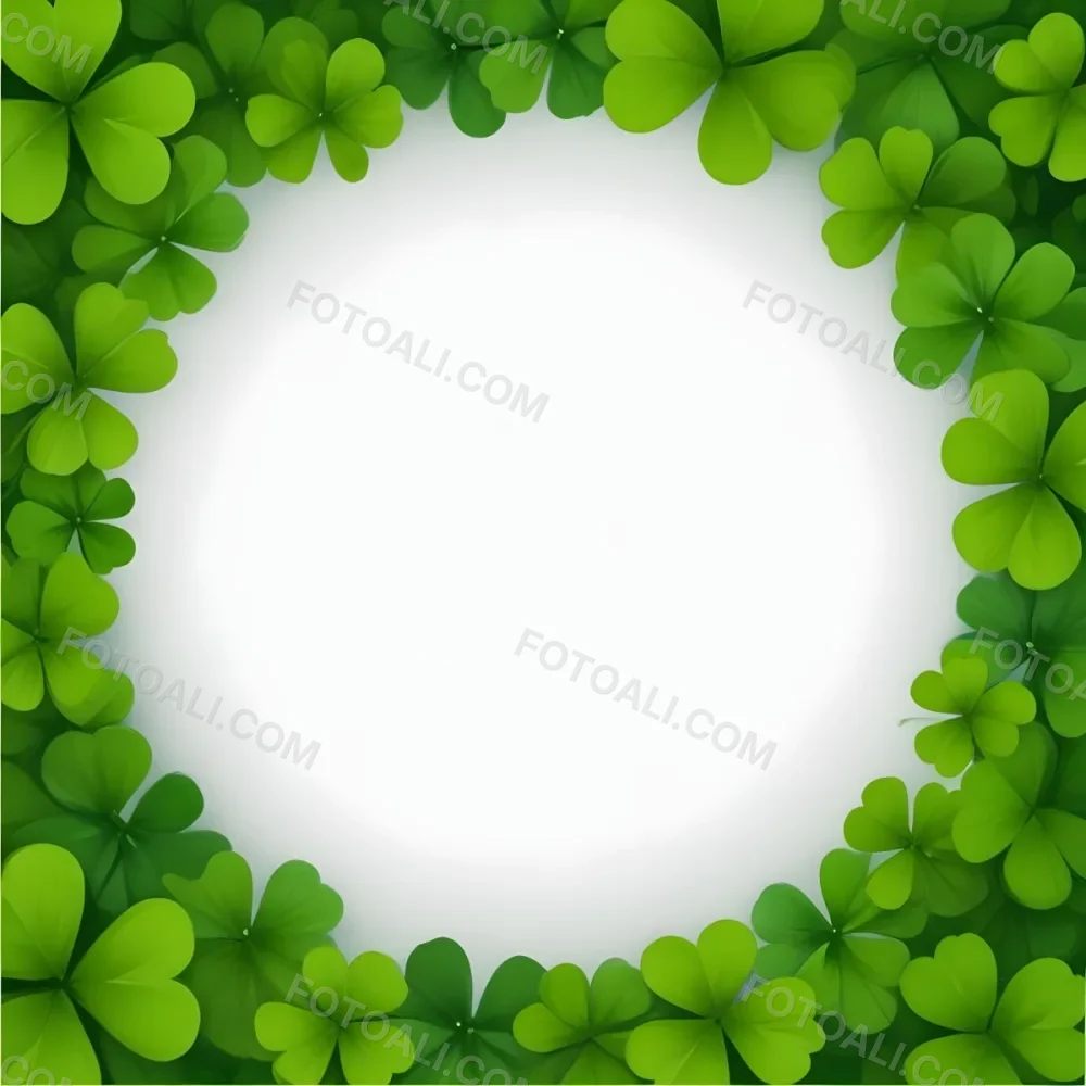 Digital Painting A Circle Of Green Clovers With A Green Circle In The Center The Background Is Green Perfect For St Patrick S Day Bold And Slim Lines Brush Strokes 33 D638