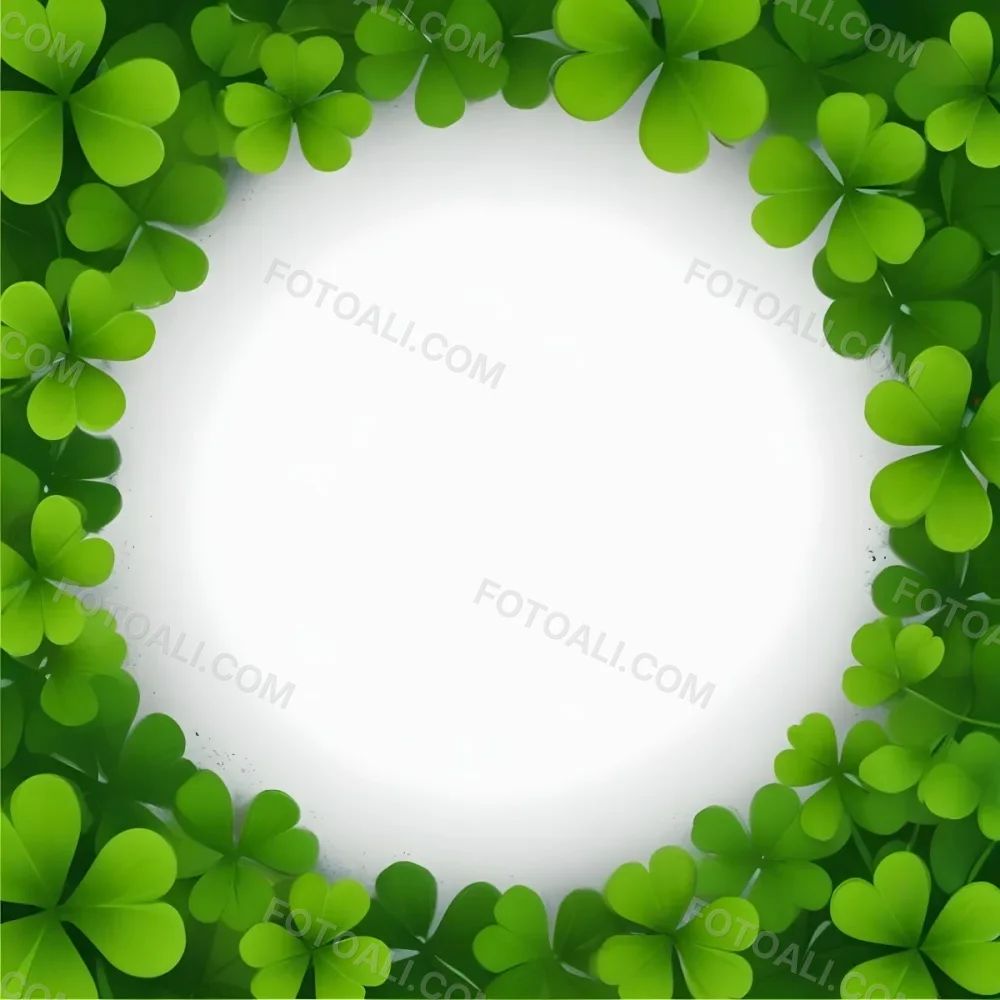 Digital Painting A Circle Of Green Clovers With A Green Circle In The Center The Background Is Green Perfect For St Patrick S Day Bold And Slim Lines Brush Strokes 34 Fab4