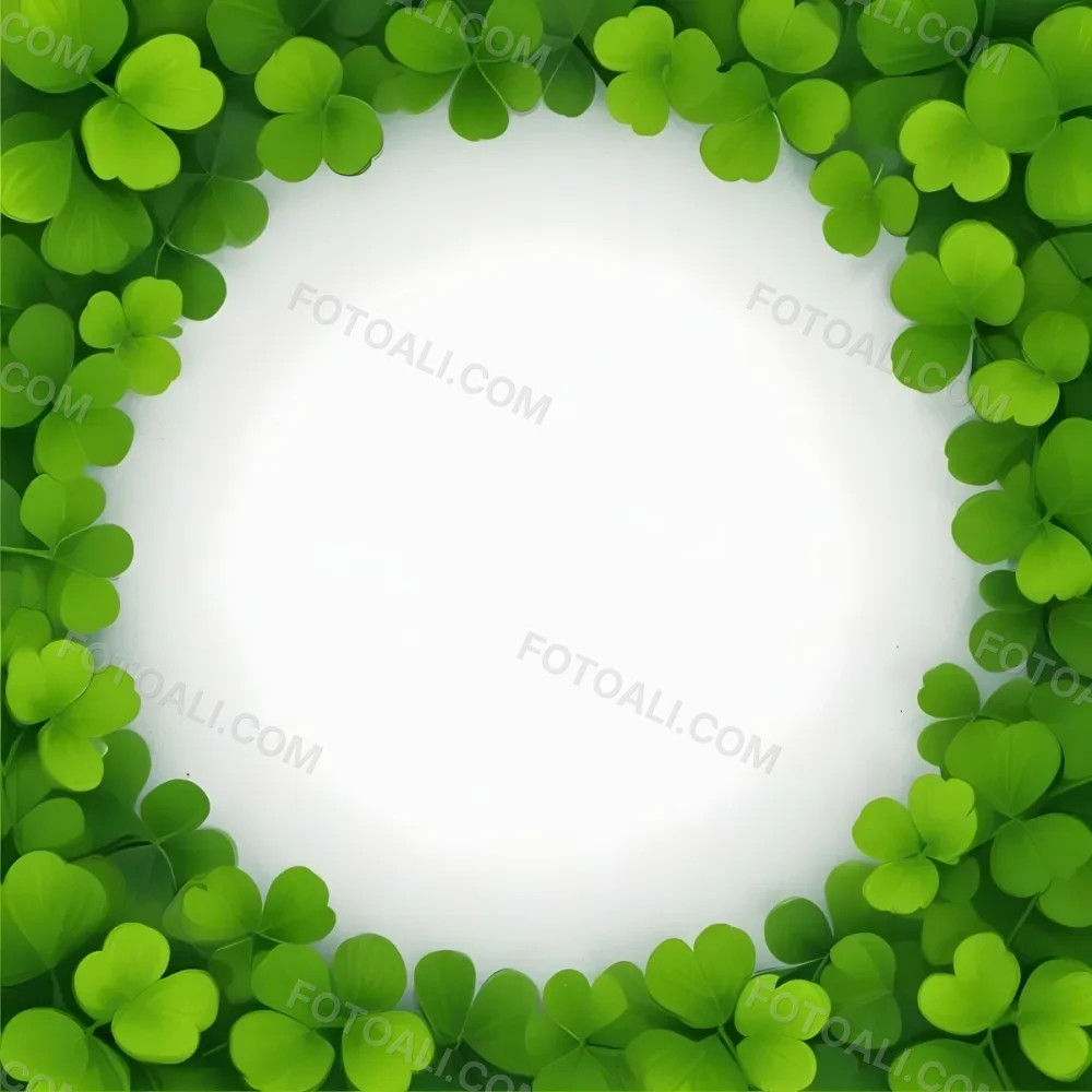 Digital Painting A Circle Of Green Clovers With A Green Circle In The Center The Background Is Green Perfect For St Patrick S Day Bold And Slim Lines Brush Strokes 38 Beaa