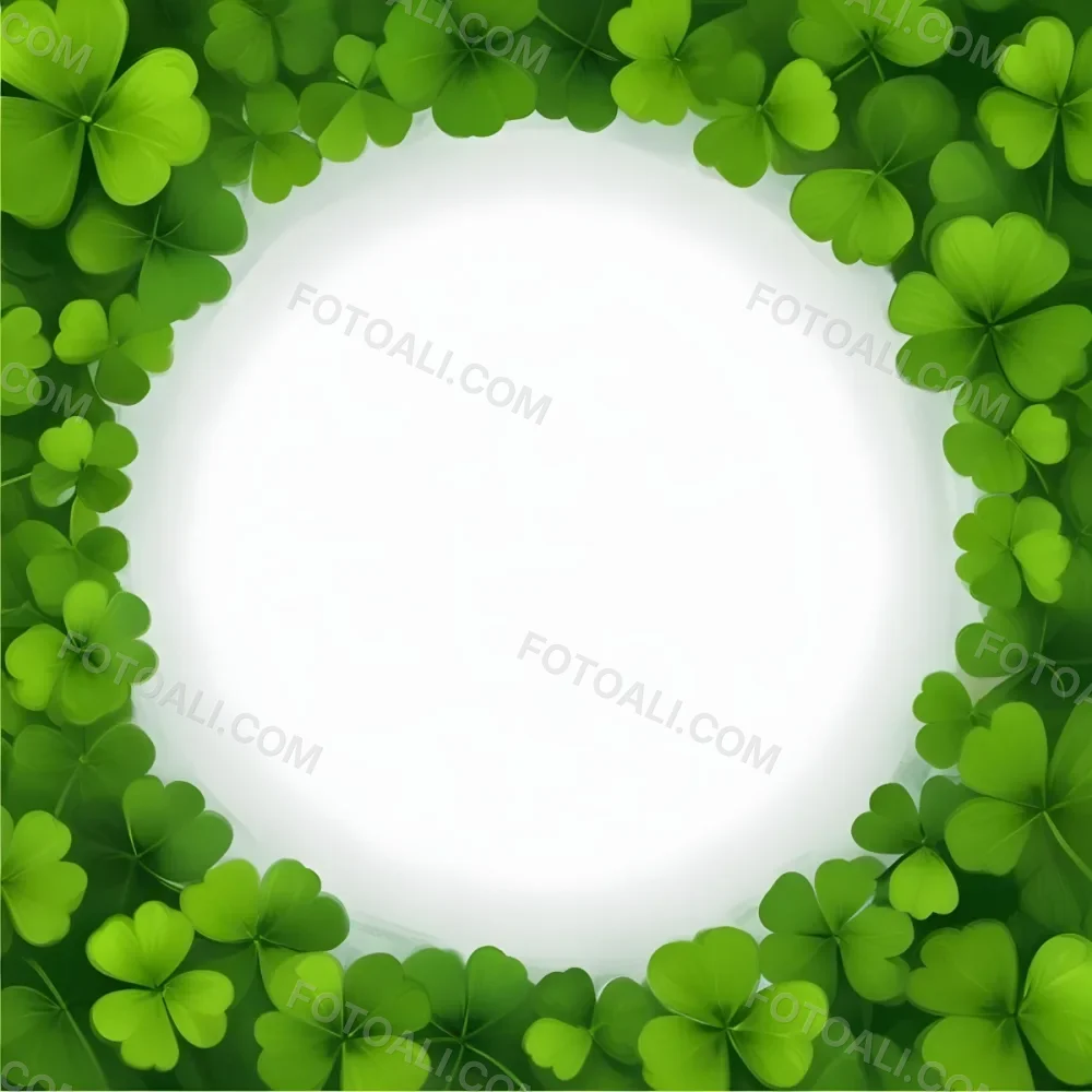 Digital Painting A Circle Of Green Clovers With A Green Circle In The Center The Background Is Green Perfect For St Patrick S Day Bold And Slim Lines Brush Strokes 39 83fb