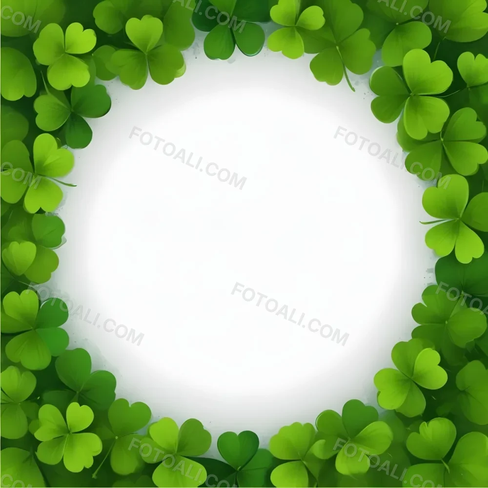 Digital Painting A Circle Of Green Clovers With A Green Circle In The Center The Background Is Green Perfect For St Patrick S Day Bold And Slim Lines Brush Strokes 40 D032