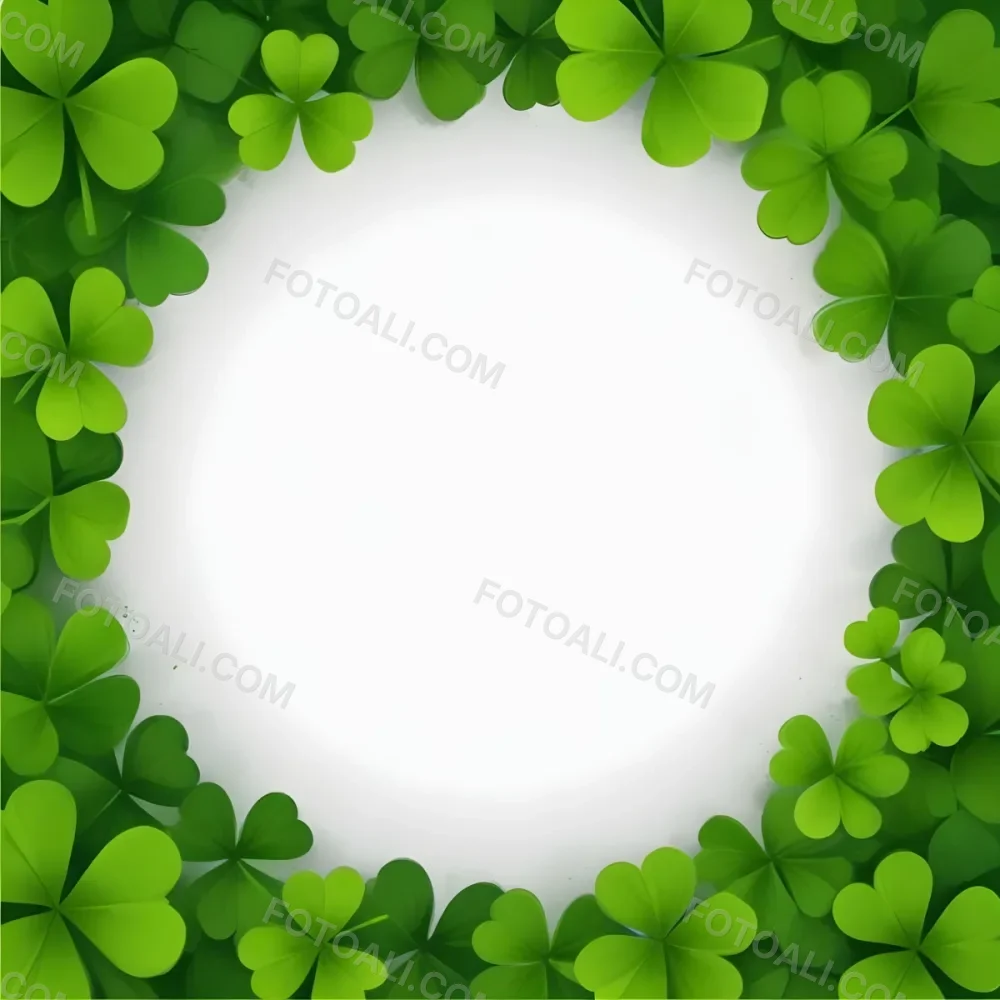 Digital Painting A Circle Of Green Clovers With A Green Circle In The Center The Background Is Green Perfect For St Patrick S Day Bold And Slim Lines Brush Strokes 5 C537