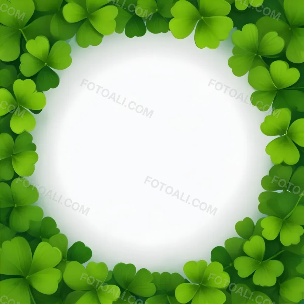 Digital Painting A Circle Of Green Clovers With A Green Circle In The Center The Background Is Green Perfect For St Patrick S Day Bold And Slim Lines Brush Strokes 6 1432