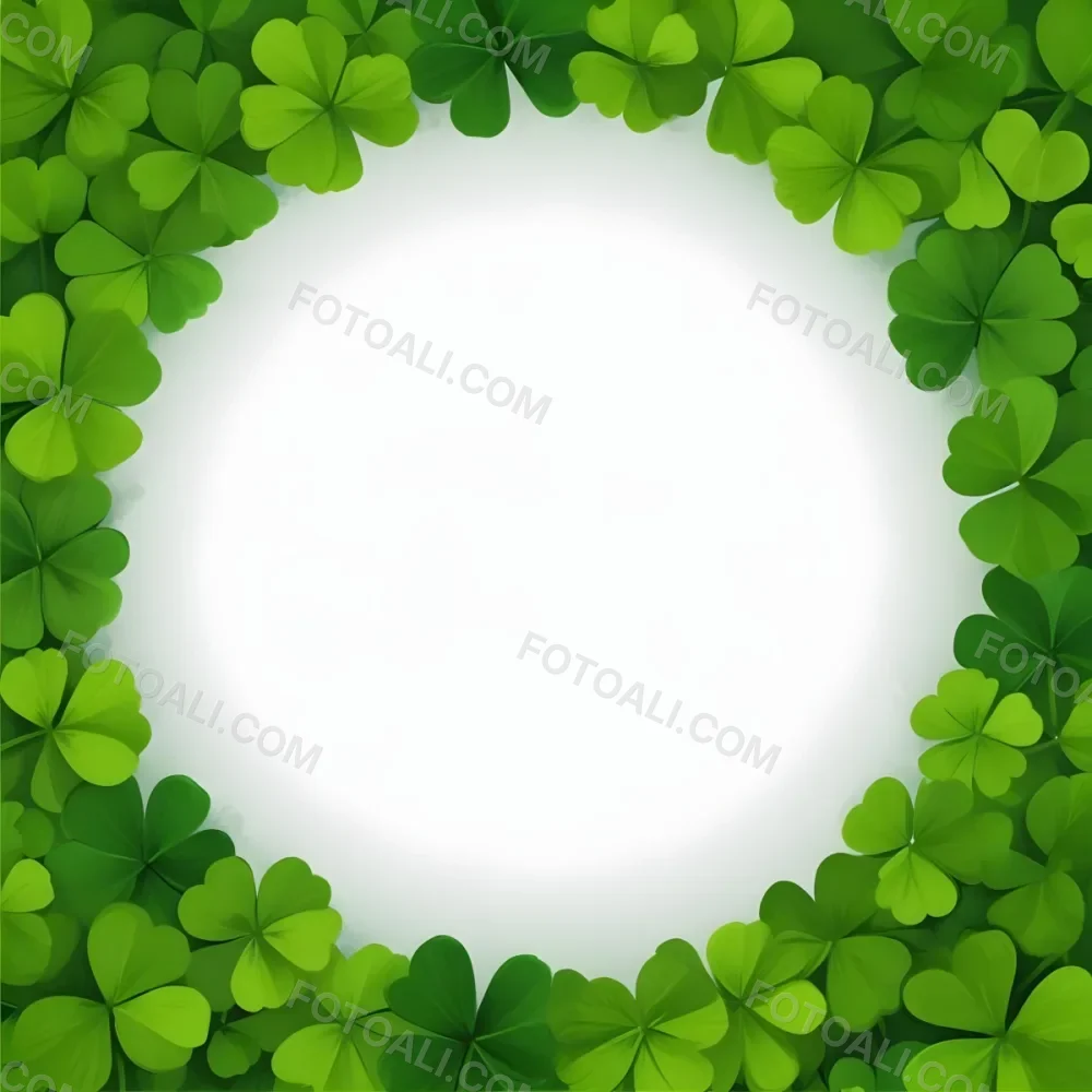 Digital Painting A Circle Of Green Clovers With A Green Circle In The Center The Background Is Green Perfect For St Patrick S Day Bold And Slim Lines Brush Strokes 7 F5ae