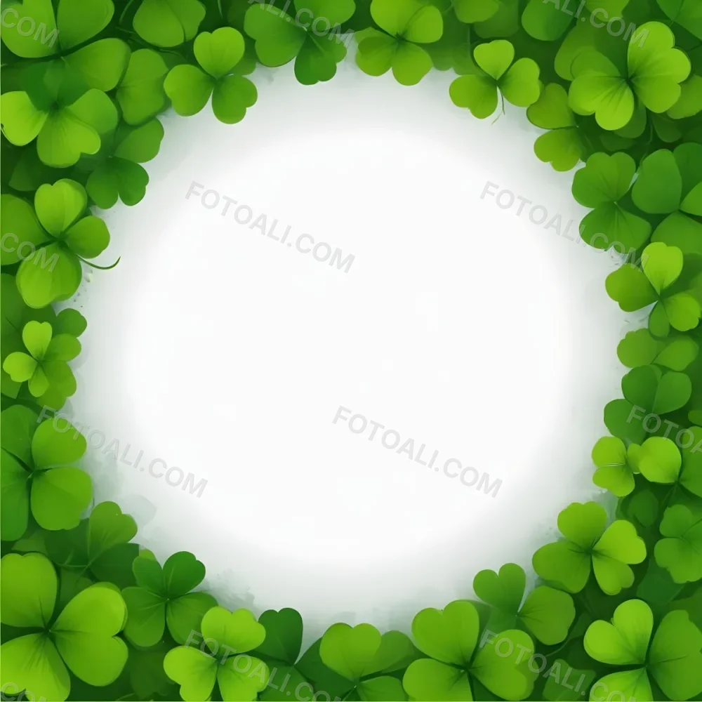 Digital Painting A Circle Of Green Clovers With A Green Circle In The Center The Background Is Green Perfect For St Patrick S Day Bold And Slim Lines Brush Strokes 8 B94b