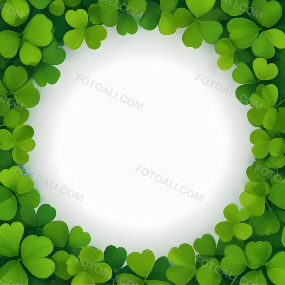 Digital Painting A Circle Of Green Clovers With A Green Circle In The Center The Background Is Green Perfect For St Patrick S Day Bold And Slim Lines Brush Strokes 9 77b3