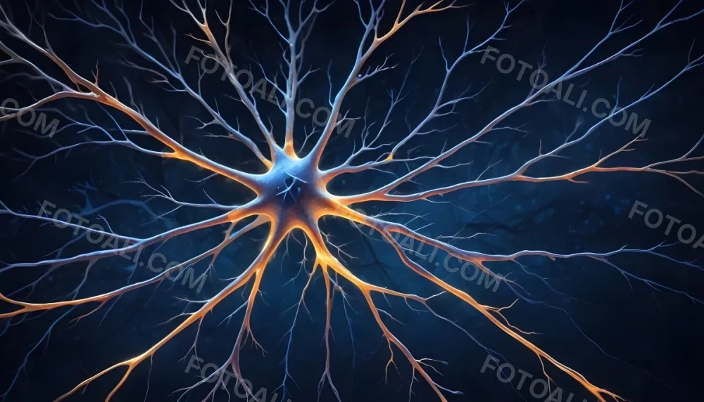 Digital Painting A Closeup View Of A Neuron With I 8