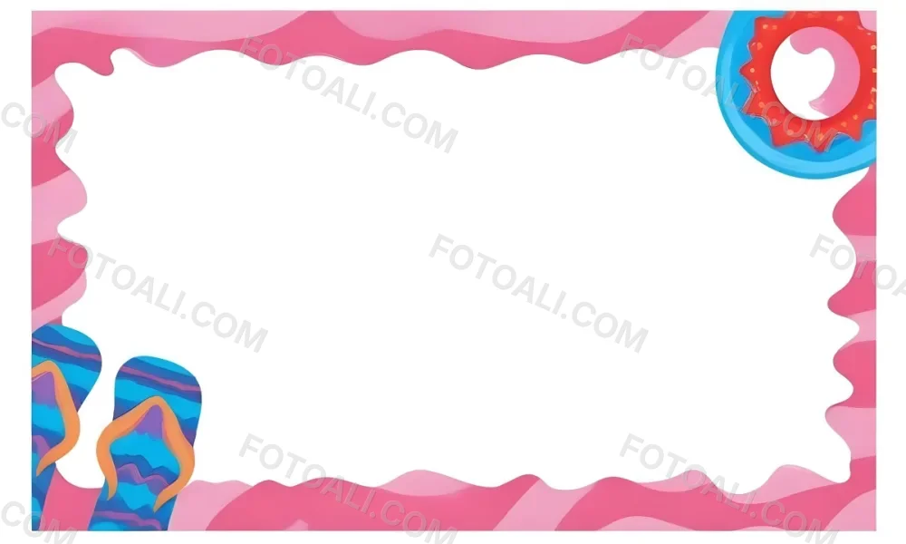 Digital Painting A Colorful Border Featuring Wavy Pink Patterns At The Top And Bottom With Vibrant Blue And Orange Elements On The Left And Right Sides The Center Is Blank Creating Space For Text Or Images Bold And 21 Feee