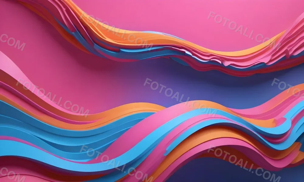 Digital Painting A Colorful Border Featuring Wavy Pink Patterns At The Top And Bottom With Vibrant Blue And Orange Elements On The Left And Right Sides The Center Is Blank Creating Space For Text Or Images Bold And 34 6f80
