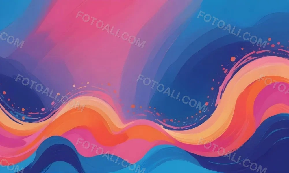 Digital Painting A Colorful Border Featuring Wavy Pink Patterns At The Top And Bottom With Vibrant Blue And Orange Elements On The Left And Right Sides The Center Is Blank Creating Space For Text Or Images Bold And 56 7792