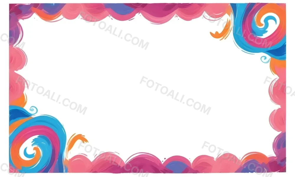 Digital Painting A Colorful Border Featuring Wavy Pink Patterns At The Top And Bottom With Vibrant Blue And Orange Elements On The Left And Right Sides The Center Is Blank Creating Space For Text Or Images Bold And 57 F23e
