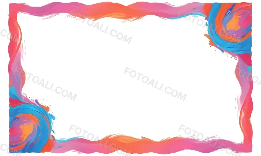Digital Painting A Colorful Border Featuring Wavy Pink Patterns At The Top And Bottom With Vibrant Blue And Orange Elements On The Left And Right Sides The Center Is Blank Creating Space For Text Or Images Bold And 58 7b1d