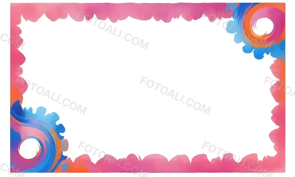 Digital Painting A Colorful Border Featuring Wavy Pink Patterns At The Top And Bottom With Vibrant Blue And Orange Elements On The Left And Right Sides The Center Is Blank Creating Space For Text Or Images Bold And 59 E7c1