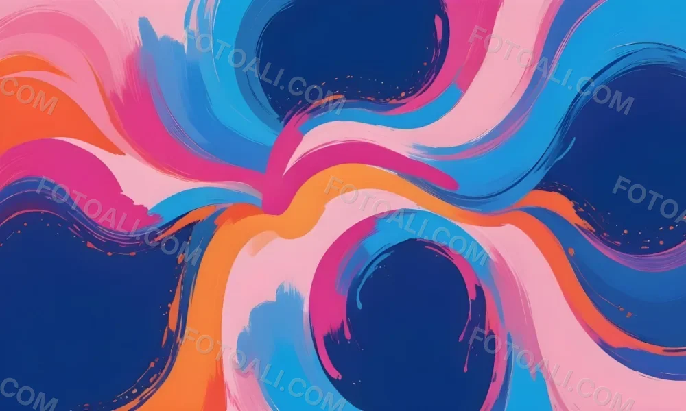 Digital Painting A Colorful Border Featuring Wavy Pink Patterns At The Top And Bottom With Vibrant Blue And Orange Elements On The Left And Right Sides The Center Is Blank Creating Space For Text Or Images Bold And 60 31c5