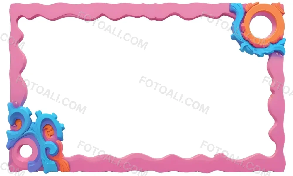 Digital Painting A Colorful Border Featuring Wavy Pink Patterns At The Top And Bottom With Vibrant Blue And Orange Elements On The Left And Right Sides The Center Is Blank Creating Space For Text Or Images Bold And 8 6bf4
