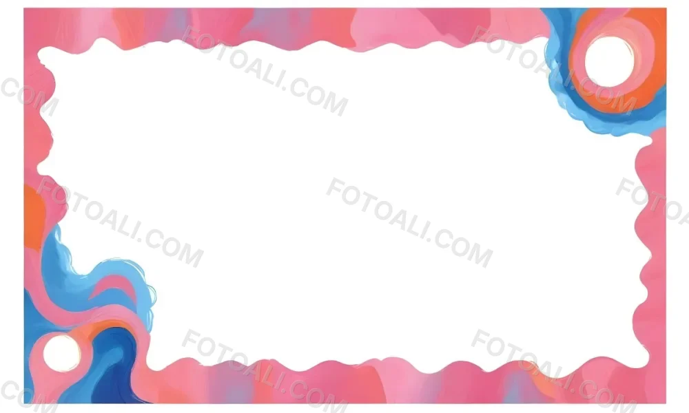 Digital Painting A Colorful Border Featuring Wavy Pink Patterns At The Top And Bottom With Vibrant Blue And Orange Elements On The Left And Right Sides The Center Is Blank Creating Space For Text Or Images Bold And 9 72da