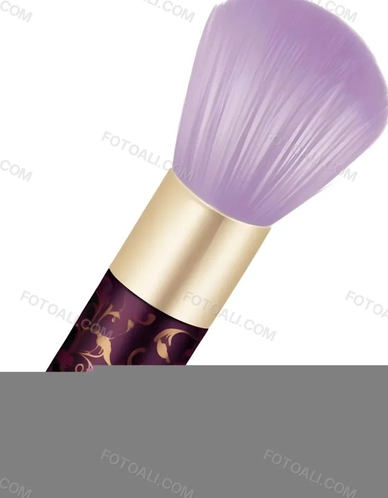 Digital Painting A Golden Makeup Brush With A White Ring And A Golden Handle With Black Floral Ornaments On A Black Background Bold And Slim Lines Brush Strokes 1 Eba5