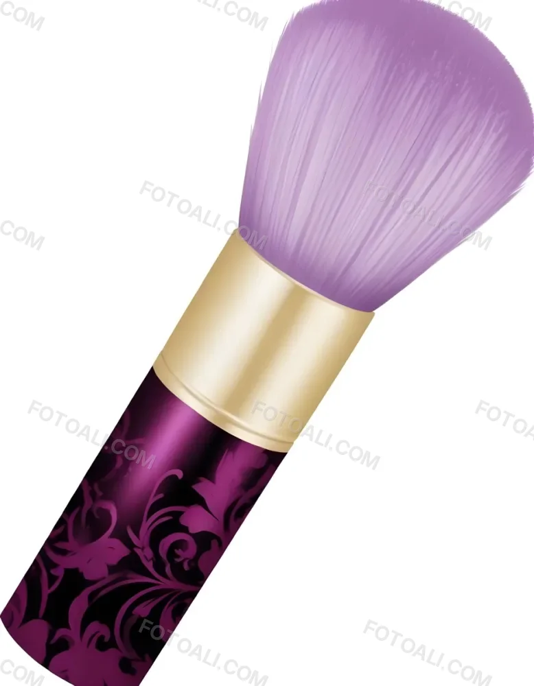 Digital Painting A Golden Makeup Brush With A White Ring And A Golden Handle With Black Floral Ornaments On A Black Background Bold And Slim Lines Brush Strokes 15 Bd9a