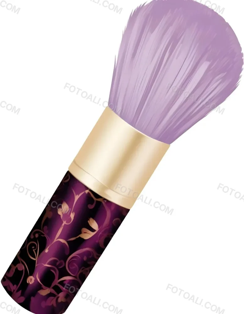 Digital Painting A Golden Makeup Brush With A White Ring And A Golden Handle With Black Floral Ornaments On A Black Background Bold And Slim Lines Brush Strokes 16 3fee