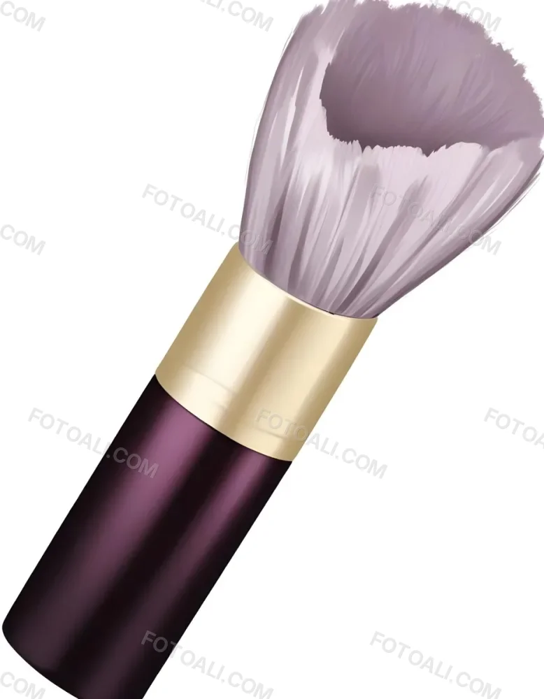 Digital Painting A Golden Makeup Brush With A White Ring And A Golden Handle With Black Floral Ornaments On A Black Background Bold And Slim Lines Brush Strokes 17 Fcdc