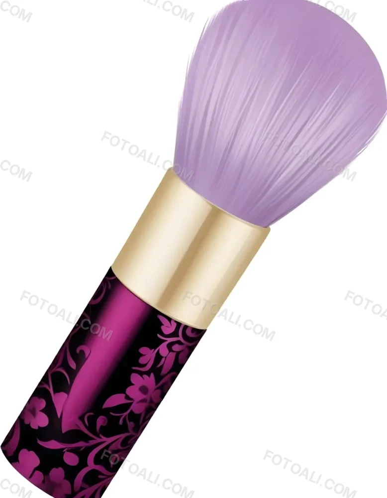 Digital Painting A Golden Makeup Brush With A White Ring And A Golden Handle With Black Floral Ornaments On A Black Background Bold And Slim Lines Brush Strokes 6 31c9