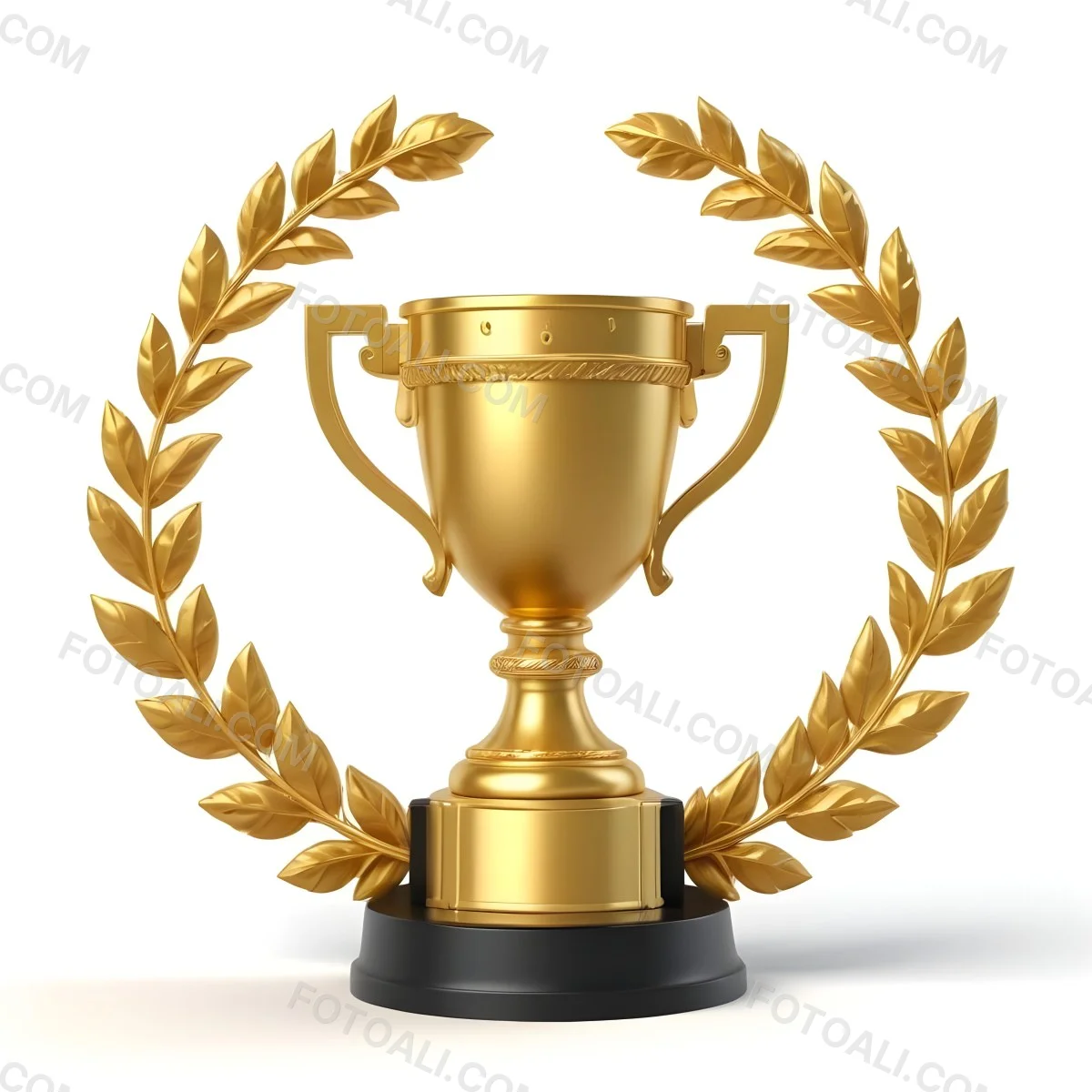 Digital Painting A Golden Trophy On A Golden Base Surrounded By A Black Laurel Wreath The Trophy Has Two Handles And A Shiny Surface Black Background Bold And Slim Lines Brush Strokes 12 Bc57
