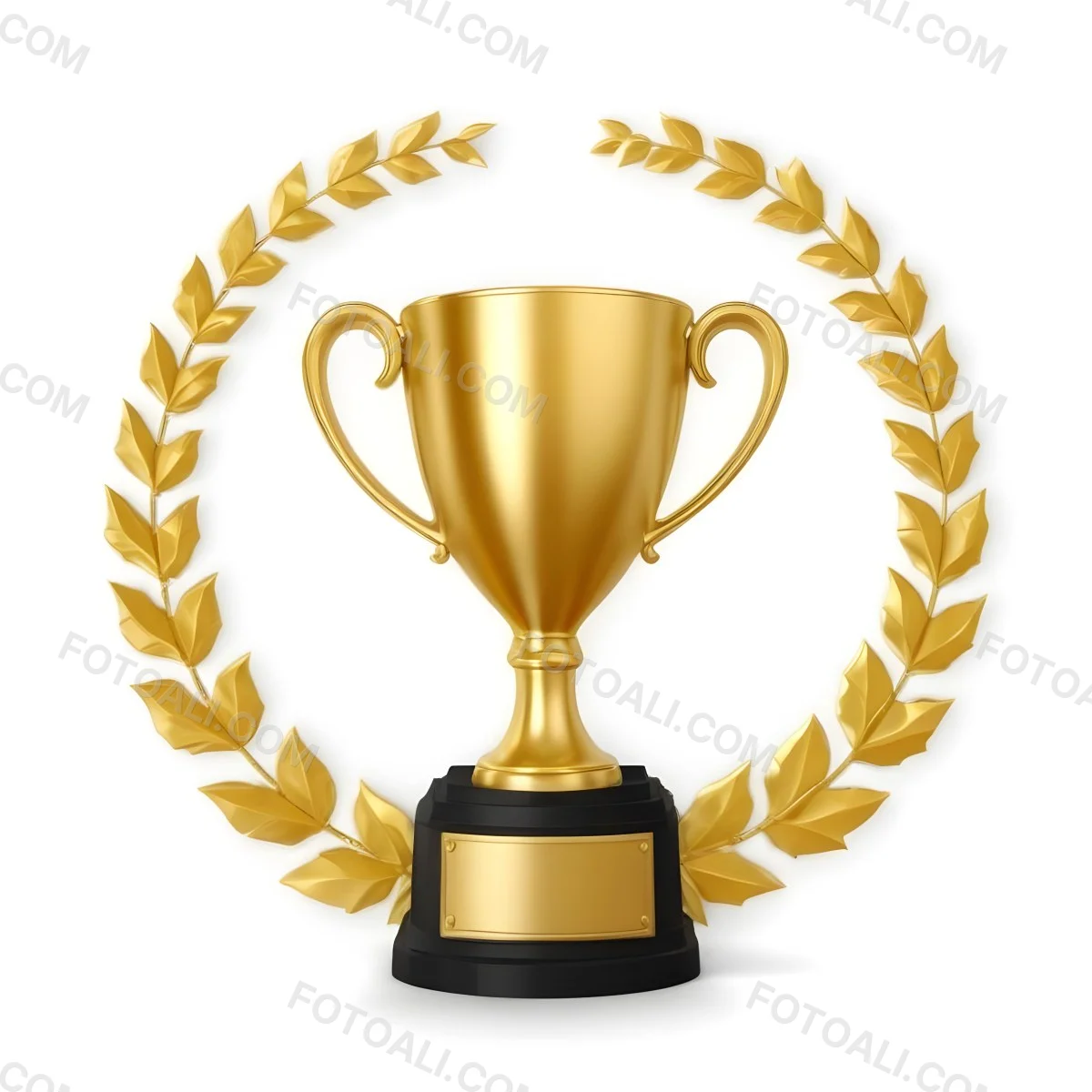 Digital Painting A Golden Trophy On A Golden Base Surrounded By A Black Laurel Wreath The Trophy Has Two Handles And A Shiny Surface Black Background Bold And Slim Lines Brush Strokes 21 Eef7