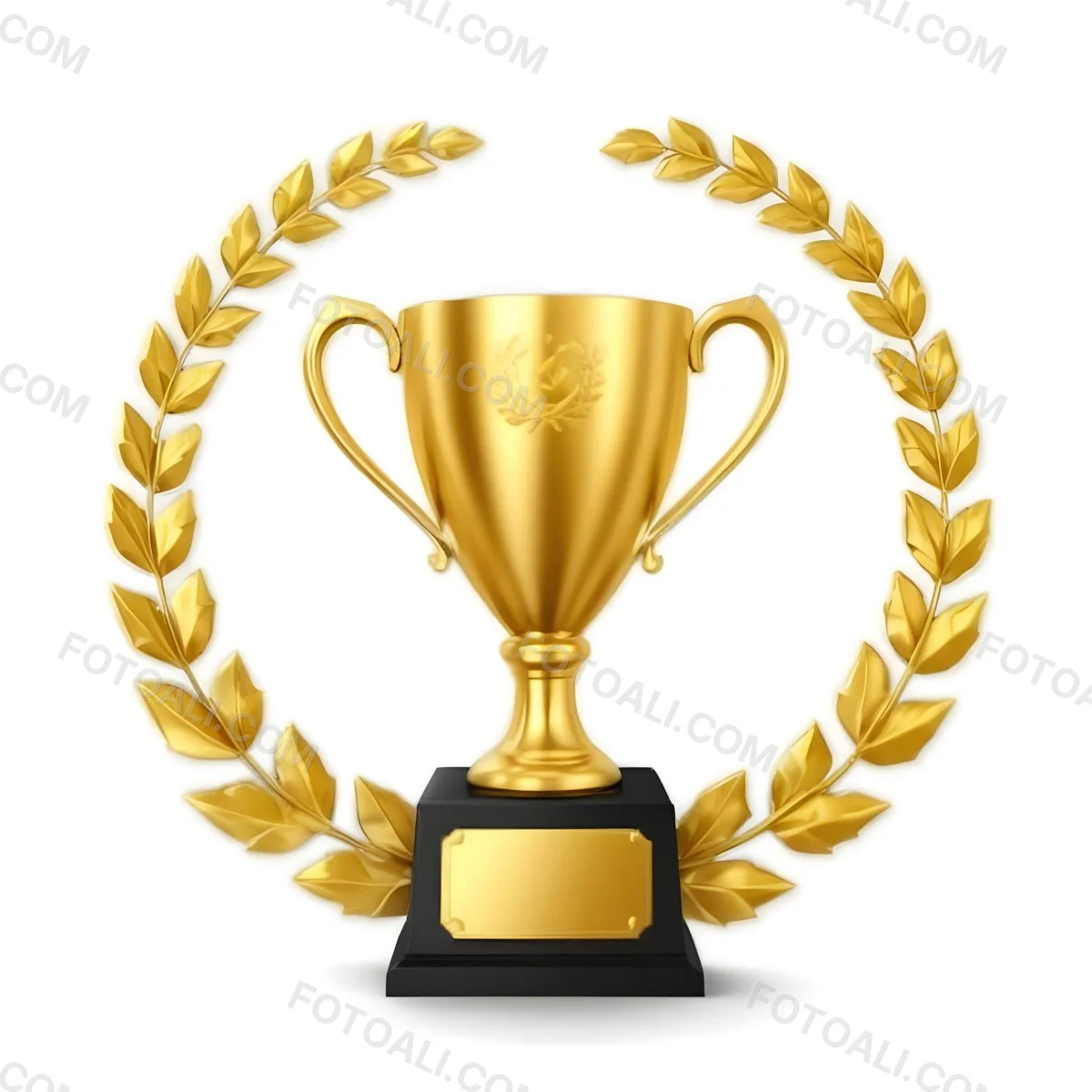 Digital Painting A Golden Trophy On A Golden Base Surrounded By A Black Laurel Wreath The Trophy Has Two Handles And A Shiny Surface Black Background Bold And Slim Lines Brush Strokes 28 44fc