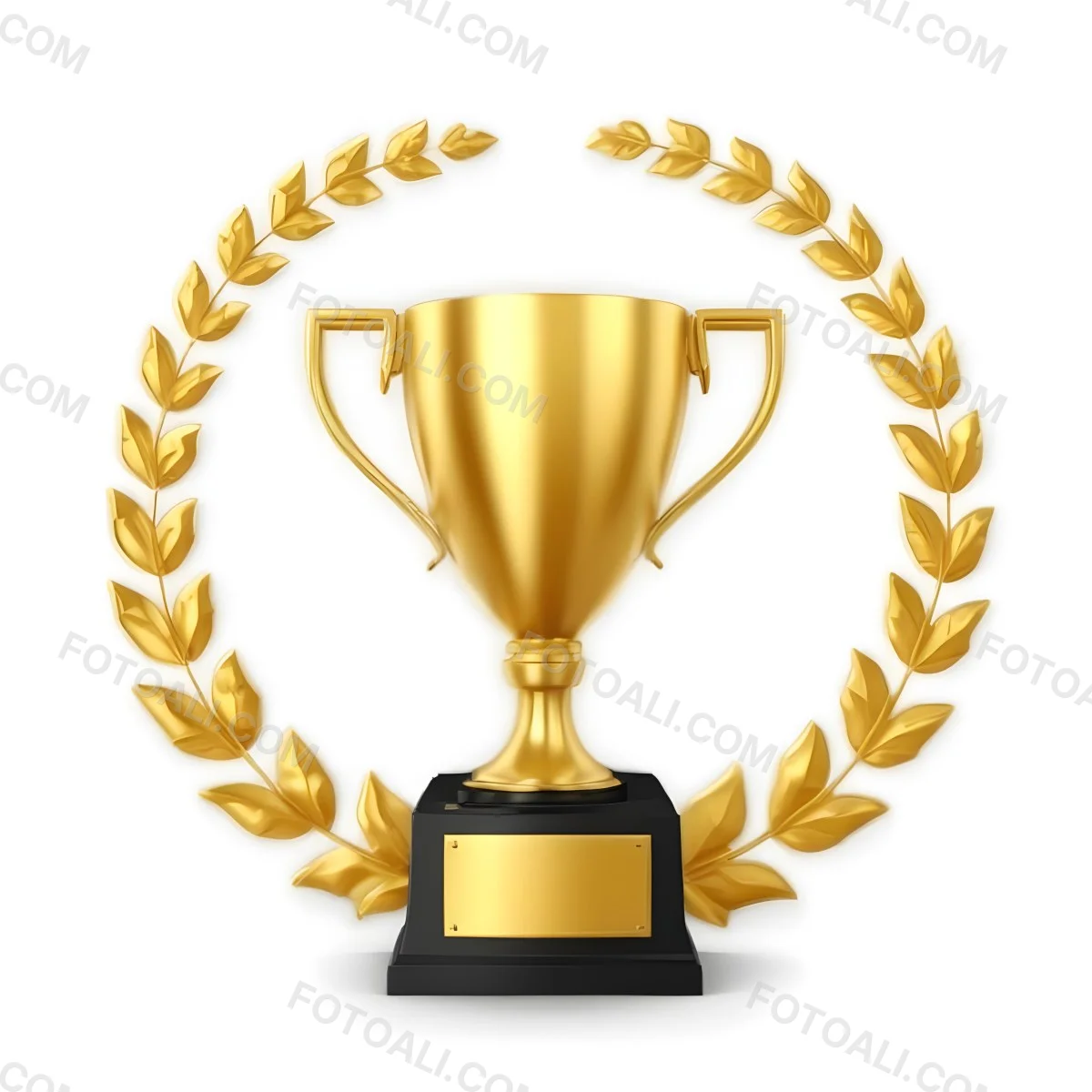 Digital Painting A Golden Trophy On A Golden Base Surrounded By A Black Laurel Wreath The Trophy Has Two Handles And A Shiny Surface Black Background Bold And Slim Lines Brush Strokes 36 C40e