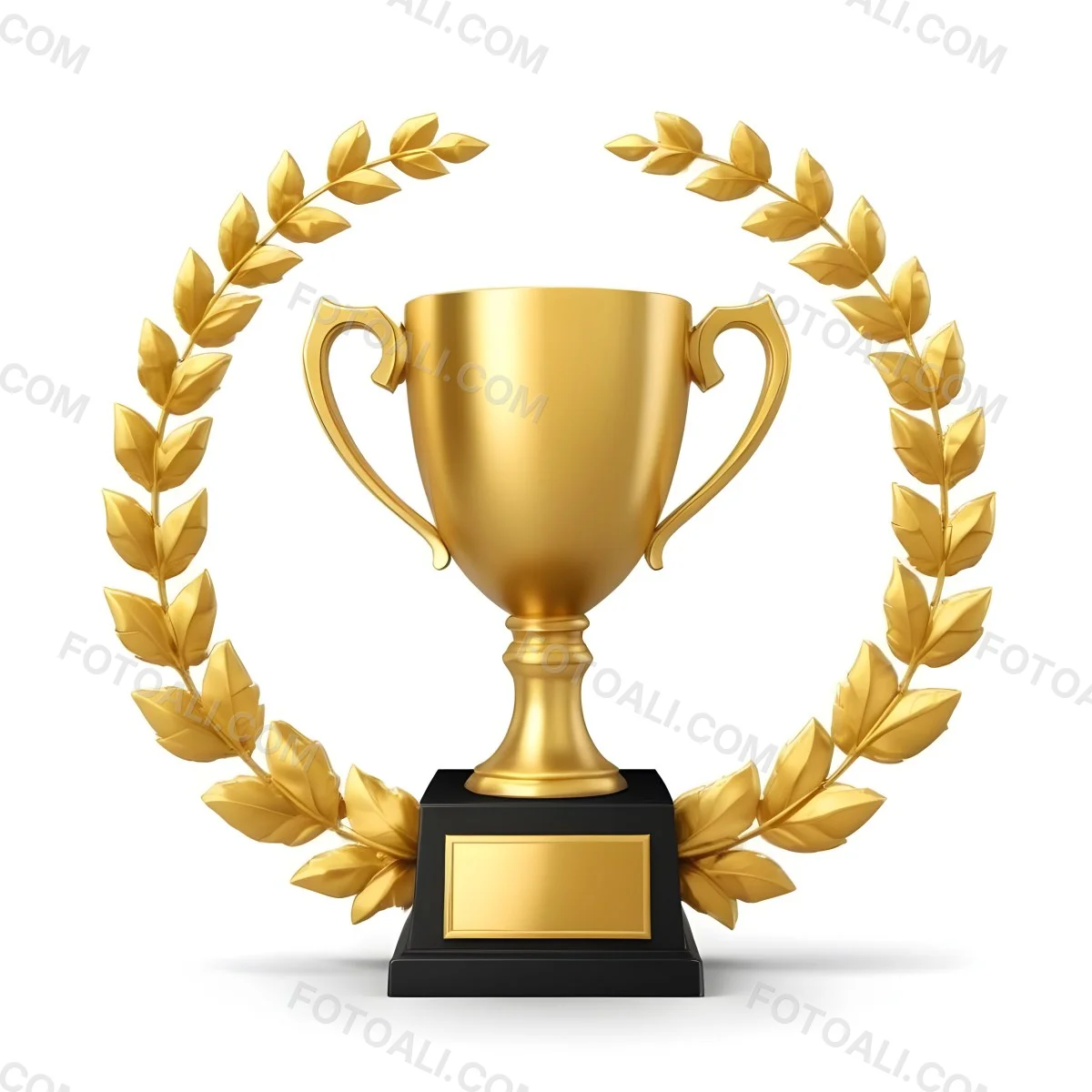 Digital Painting A Golden Trophy On A Golden Base Surrounded By A Black Laurel Wreath The Trophy Has Two Handles And A Shiny Surface Black Background Bold And Slim Lines Brush Strokes 4 Fd9c
