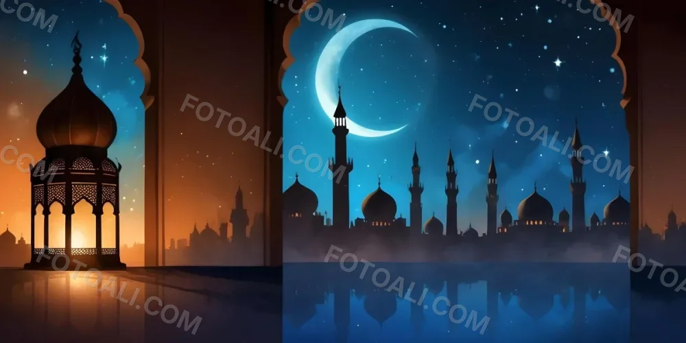 Digital Painting A Lantern With Intricate Patterns Casting A Warm Glow On Wet Cobblestones With An Arched Building And Streetlights Blurred In The Background Creating A Mystical Atmosphere Bold And Slim Lines Brush S 1 18b5