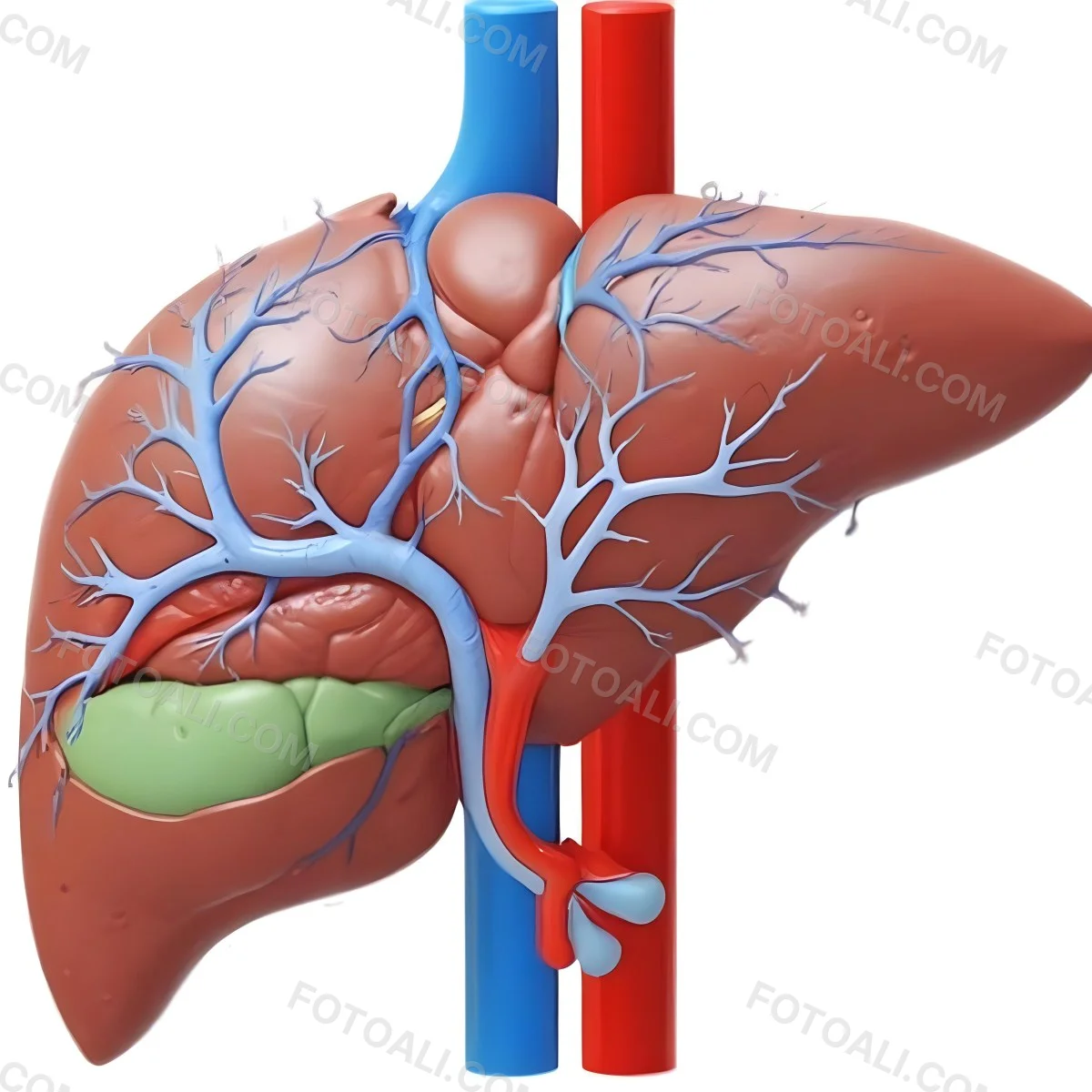 Digital Painting A Liver With Gallbladder And Veins Bold And Slim Lines Brush Strokes 15 Ac87