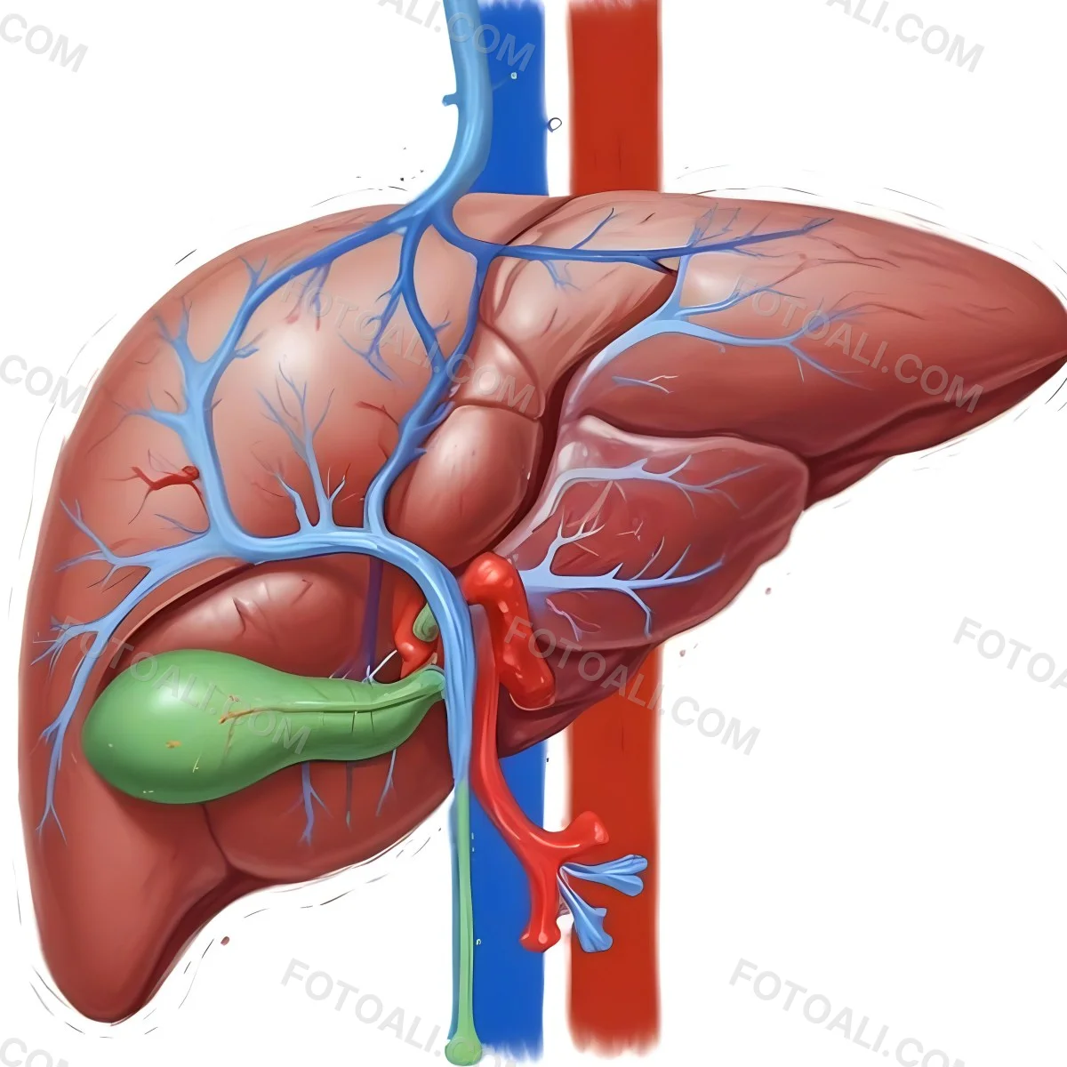 Digital Painting A Liver With Gallbladder And Veins Bold And Slim Lines Brush Strokes 22 6ae0