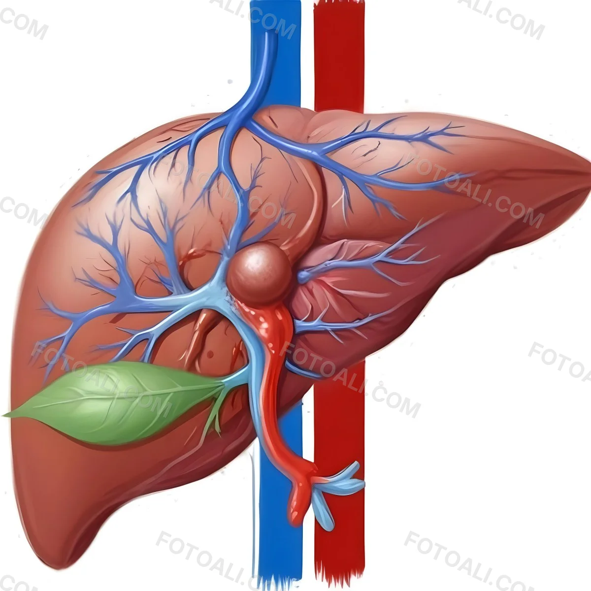 Digital Painting A Liver With Gallbladder And Veins Bold And Slim Lines Brush Strokes 27 Dfe3