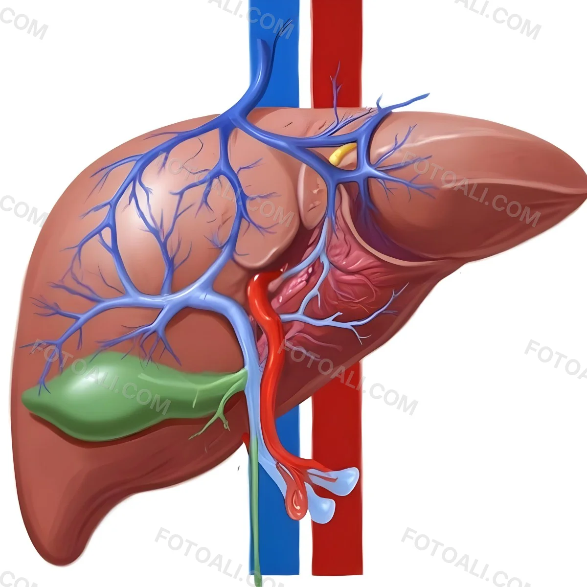 Digital Painting A Liver With Gallbladder And Veins Bold And Slim Lines Brush Strokes 4 C3ca